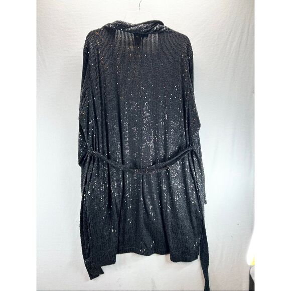 NWT Black Sequin Duster Cardigan Lane Bryant Plus Sz 20 Holiday Club Goth Glam - Picture 13 of 13
